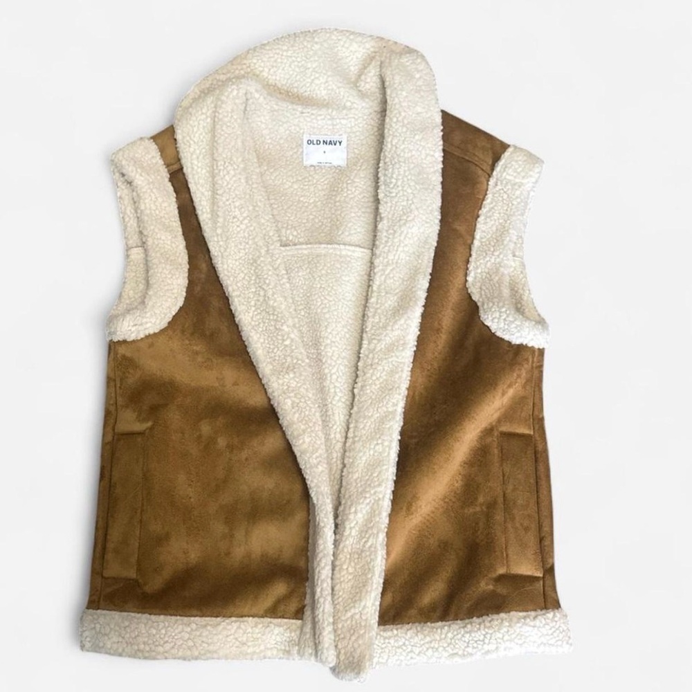 Old Navy brown suede vest with cream sherpa lining -Never worn only purchased
